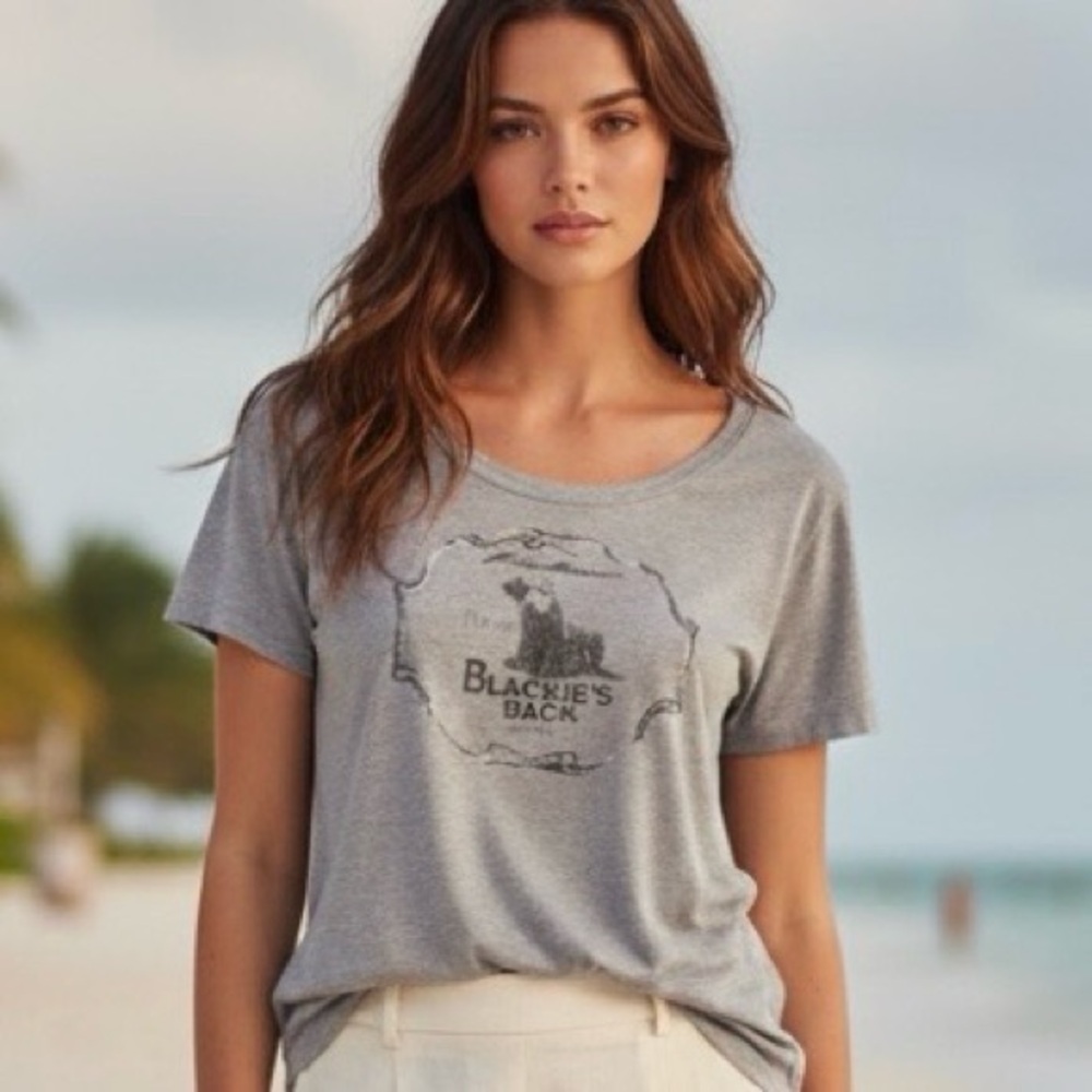 Eddie Bauer Women's Blackie's Back Short Sleeve T Shirt Large Grey